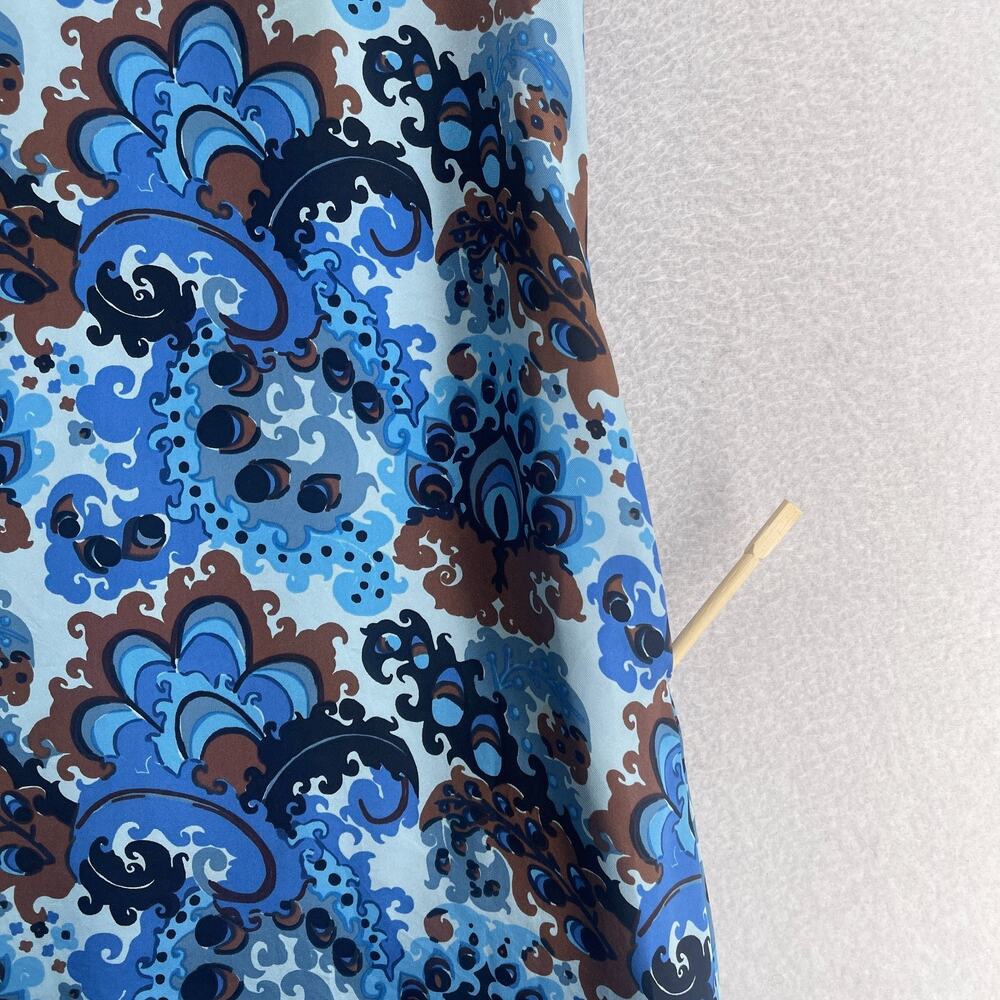J.CREW Dress 12 Emma Silk Peacock Paisley Print Shift Mini Puff Sleeve Blue - Picture 8 of 12